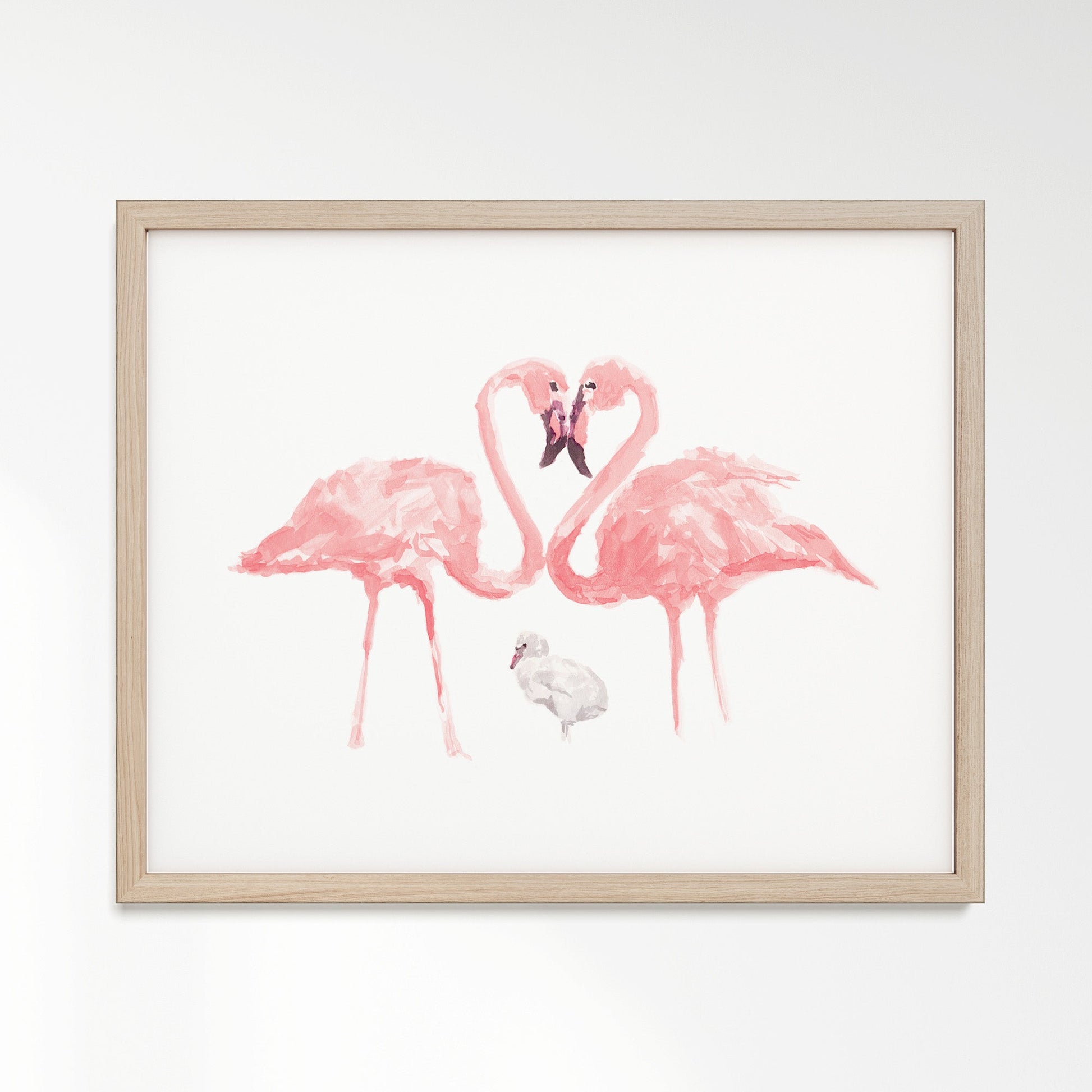 Flamingo Family of 3 Watercolor Art Print - Art Prints - Moon Rock Prints