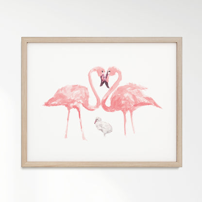 Flamingo Family of 3 Watercolor Art Print - Art Prints - Moon Rock Prints