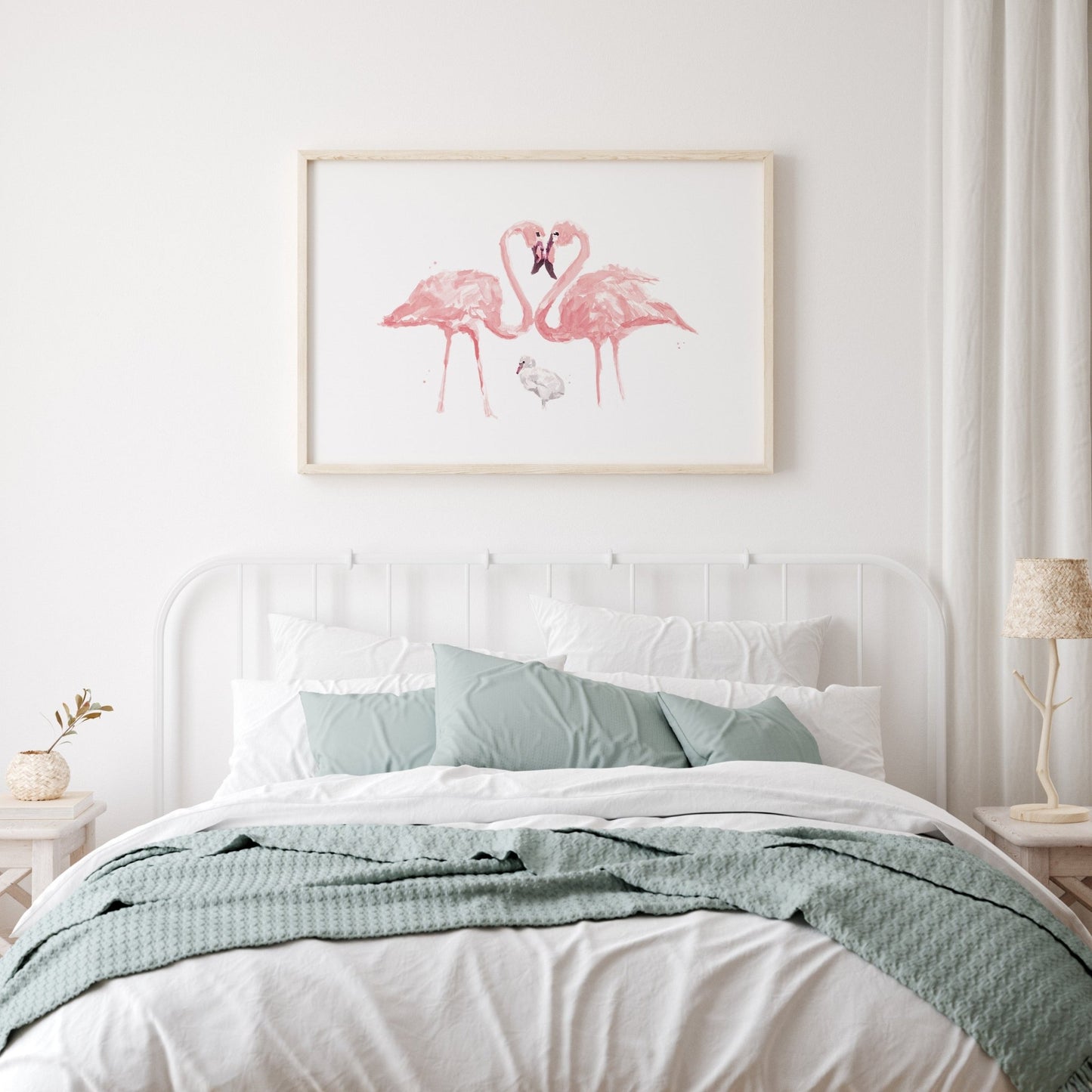 Flamingo Family of 3 Watercolor Art Print - Art Prints - Moon Rock Prints