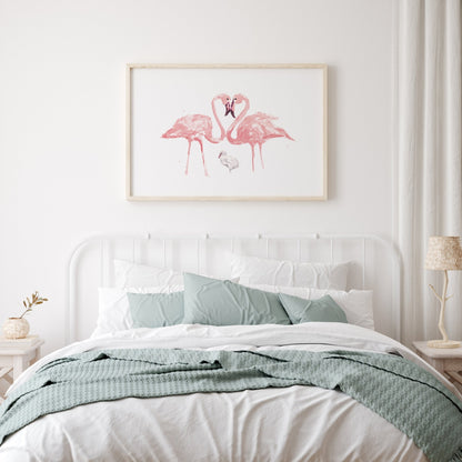 Flamingo Family of 3 Watercolor Art Print - Art Prints - Moon Rock Prints