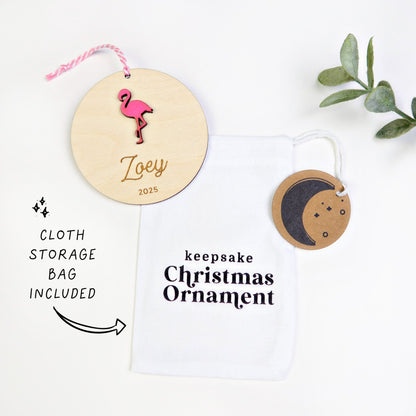 Flamingo Personalized Ornament - Holiday Ornaments - Moon Rock Prints