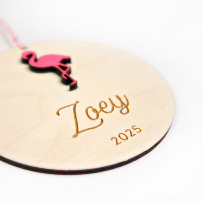 Flamingo Personalized Ornament - Holiday Ornaments - Moon Rock Prints