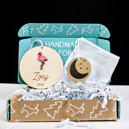 Flamingo Personalized Ornament - Holiday Ornaments - Moon Rock Prints