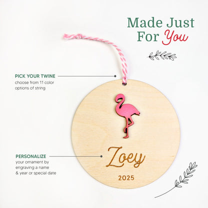 Flamingo Personalized Ornament - Holiday Ornaments - Moon Rock Prints