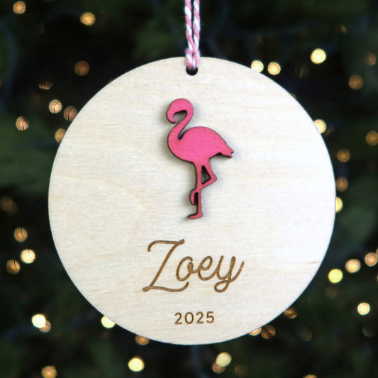 Flamingo Personalized Ornament - Holiday Ornaments - Moon Rock Prints