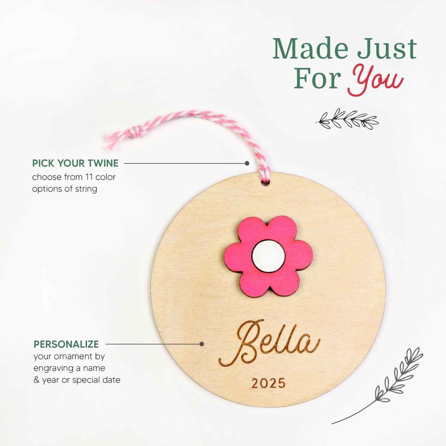 Flower Personalized Ornament - Holiday Ornaments - Moon Rock Prints