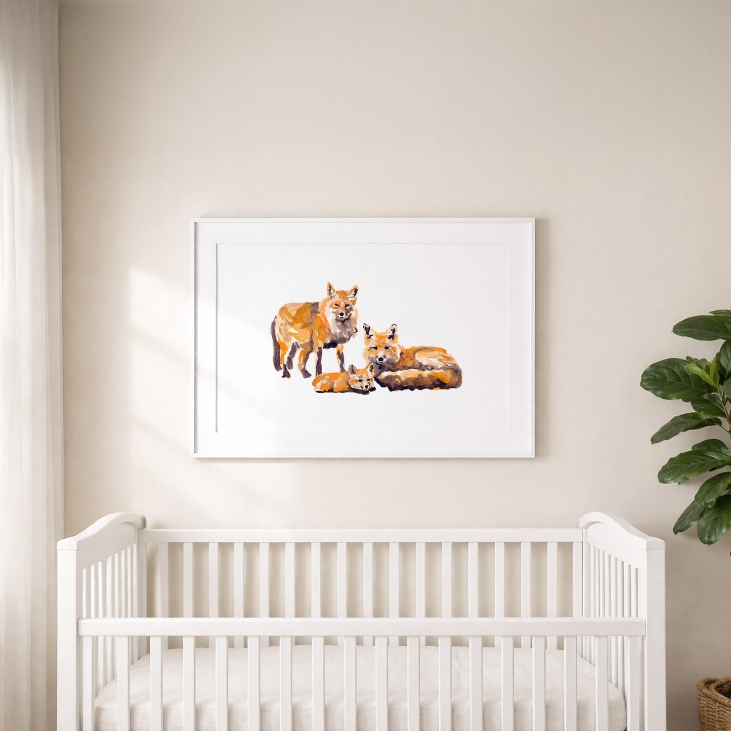 Fox Family of 3 Woodland Animal Watercolor Art Print - Art Prints - Moon Rock Prints