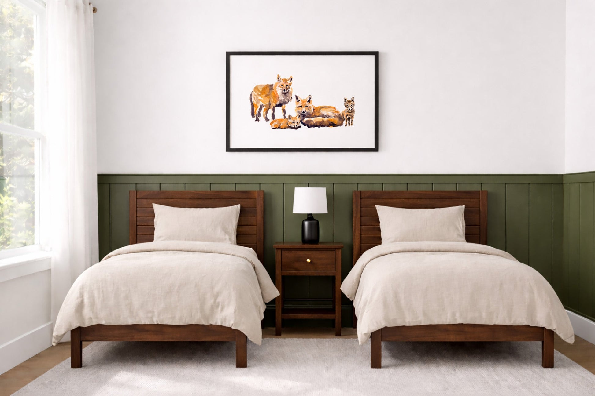 Fox Family of 4 Woodland Animal Watercolor Art Print - Art Prints - Moon Rock Prints