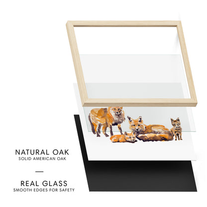 Fox Family of 4 Woodland Animal Watercolor Art Print - Art Prints - Moon Rock Prints