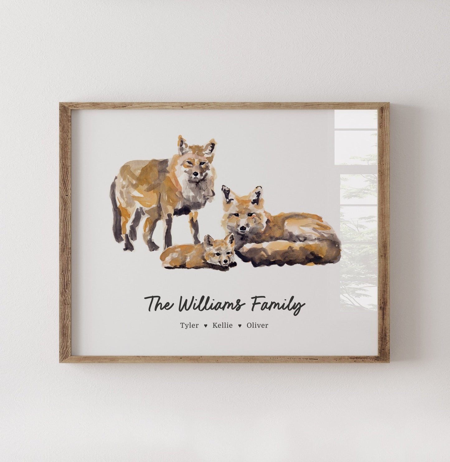 Fox Family Personalized Watercolor Art Print - Art Prints - Moon Rock Prints