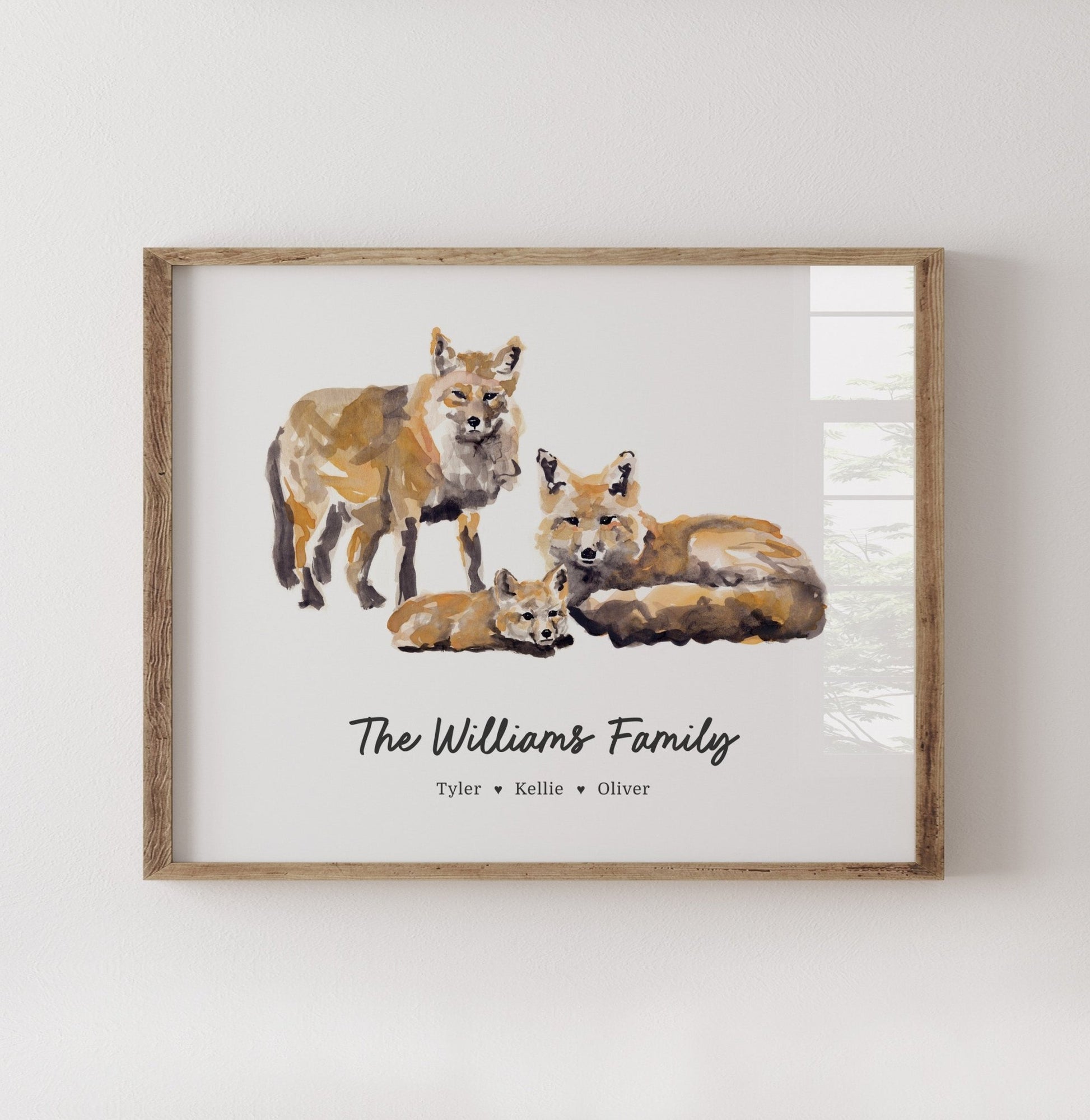 Fox Family Personalized Watercolor Art Print - Art Prints - Moon Rock Prints