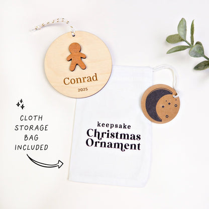 Gingerbread Boy Personalized Ornament - Holiday Ornaments - Moon Rock Prints