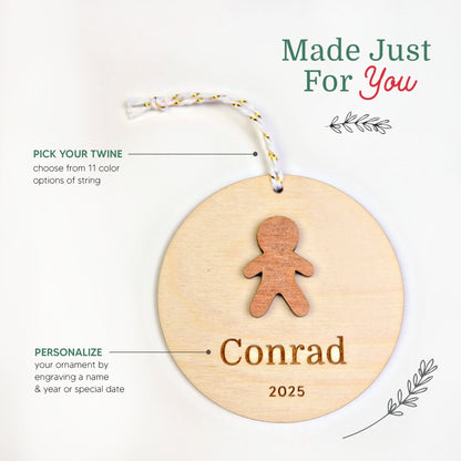 Gingerbread Boy Personalized Ornament - Holiday Ornaments - Moon Rock Prints