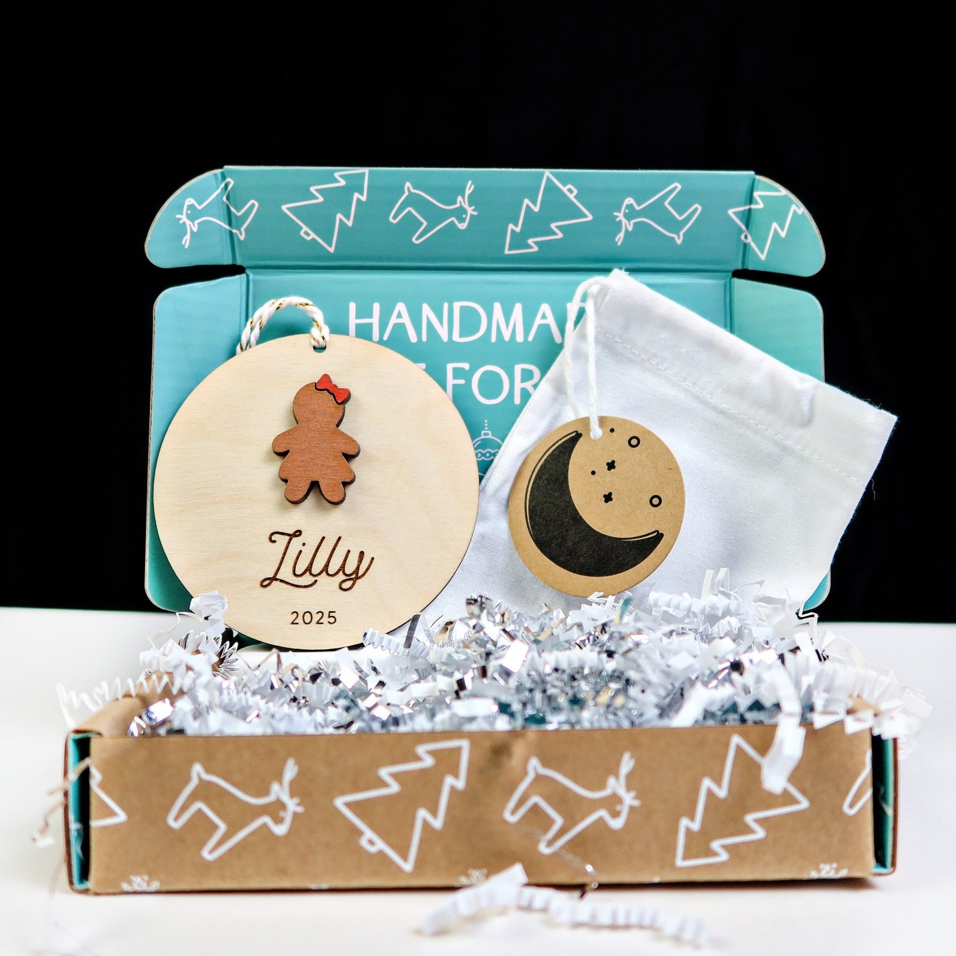 Gingerbread Girl Personalized Ornament - Holiday Ornaments - Moon Rock Prints