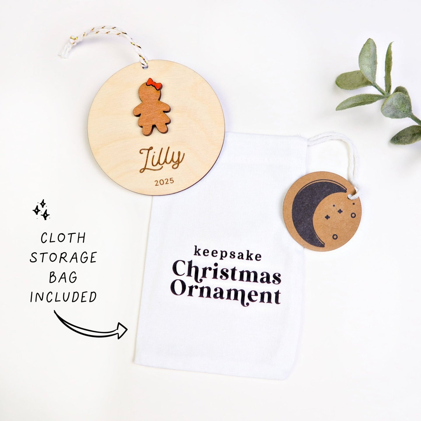 Gingerbread Girl Personalized Ornament - Holiday Ornaments - Moon Rock Prints