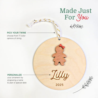 Gingerbread Girl Personalized Ornament - Holiday Ornaments - Moon Rock Prints