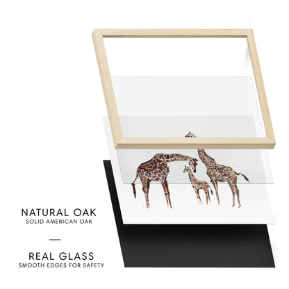Giraffe Family of 3 Safari Animal Watercolor Art Print - Art Prints - Moon Rock Prints