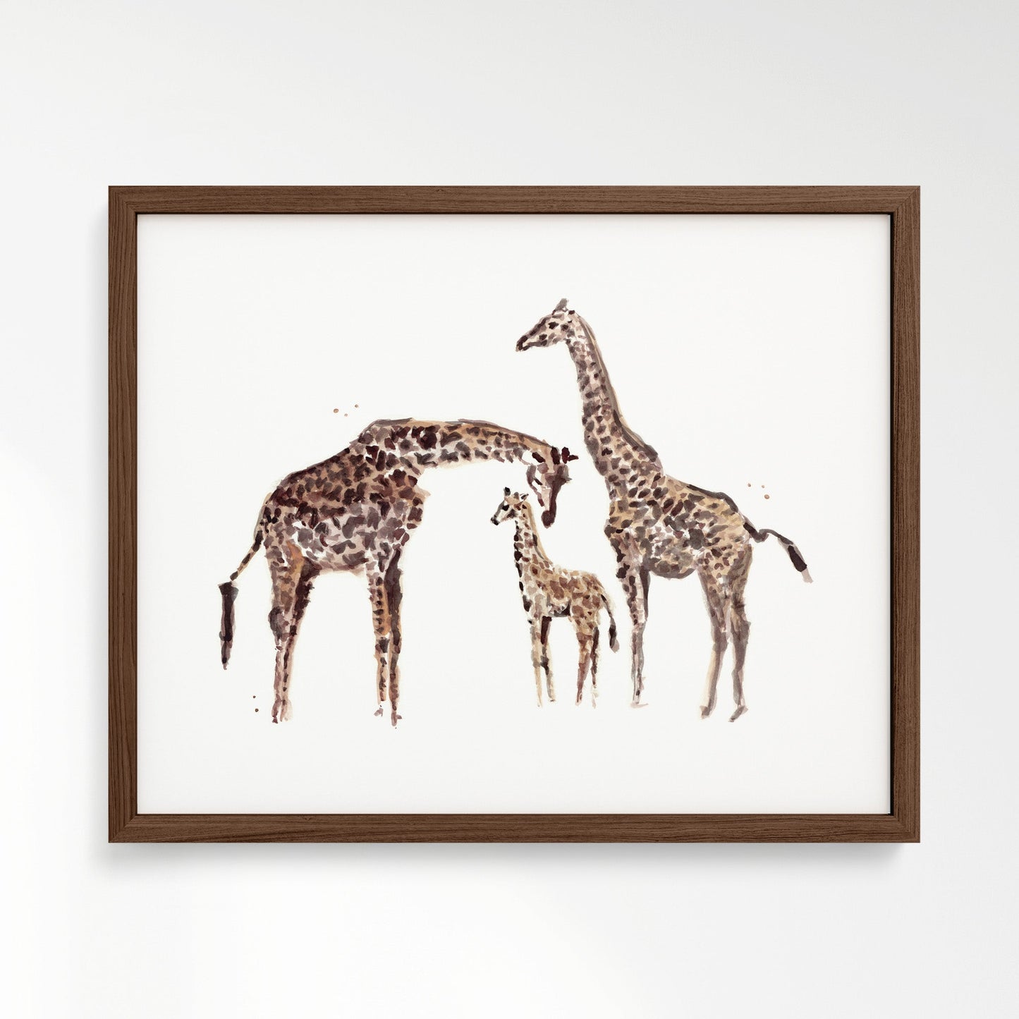 Giraffe Family of 3 Watercolor Art Print - Art Prints - Moon Rock Prints