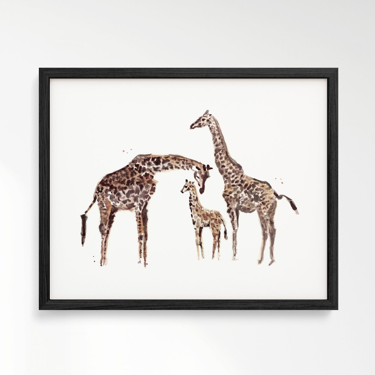 Giraffe Family of 3 Watercolor Art Print - Art Prints - Moon Rock Prints