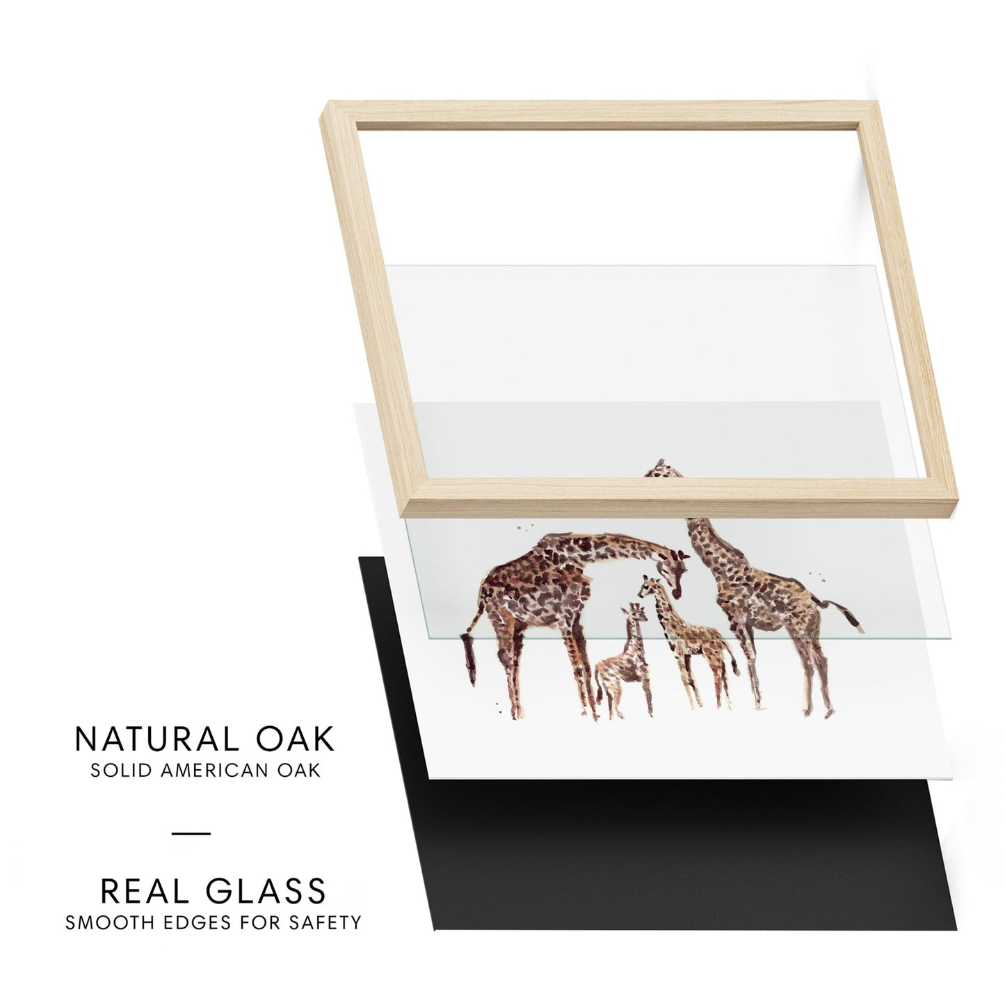 Giraffe Family of 4 Watercolor Art Print - Art Prints - Moon Rock Prints