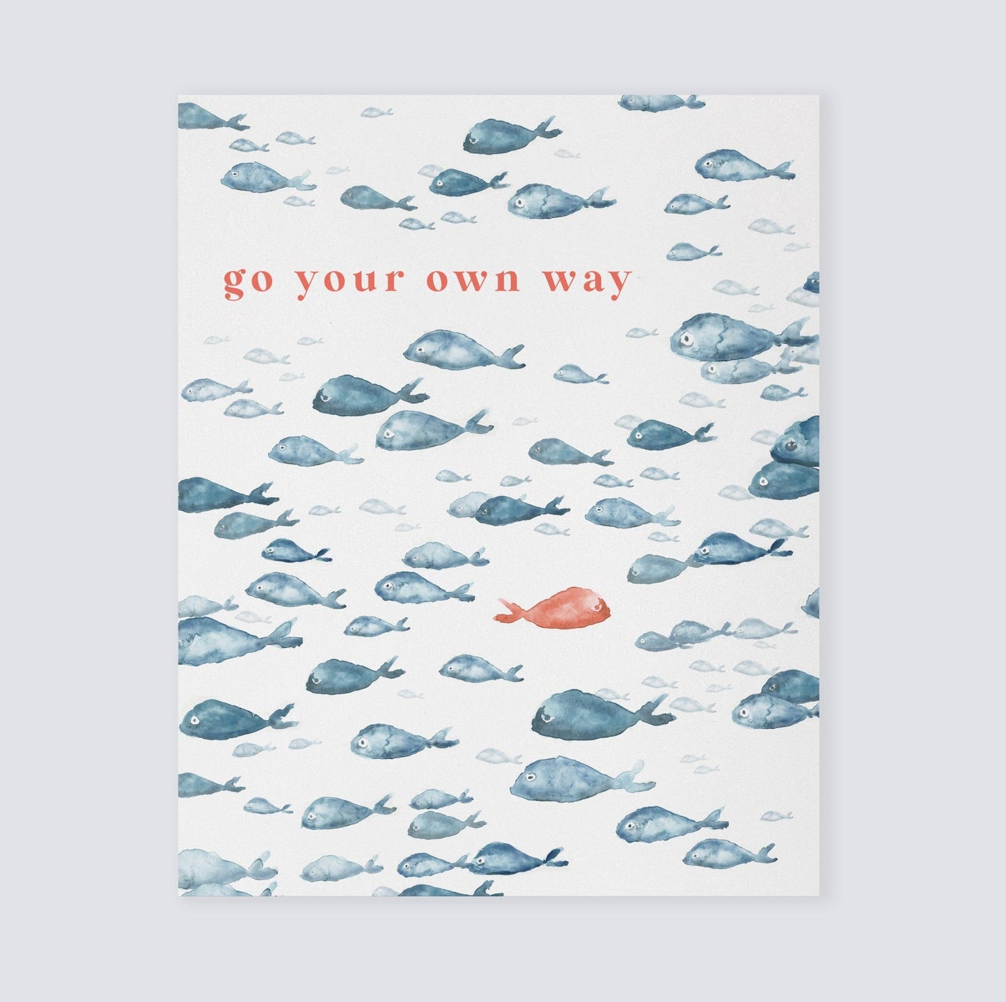 Go Your Own Way Navy Fish Watercolor Print - Art Prints - Moon Rock Prints