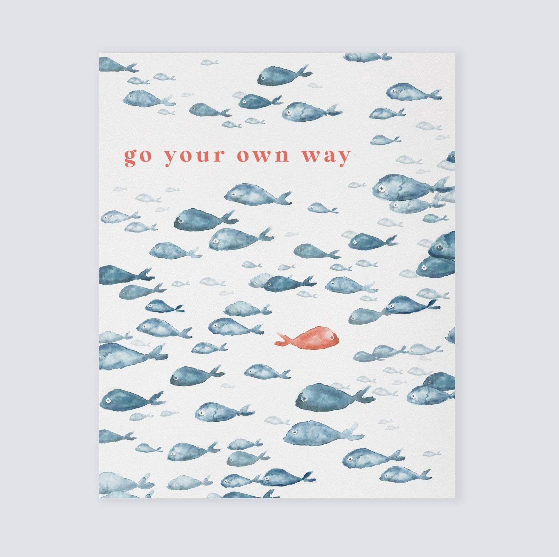 Go Your Own Way Navy Fish Watercolor Print - Art Prints - Moon Rock Prints