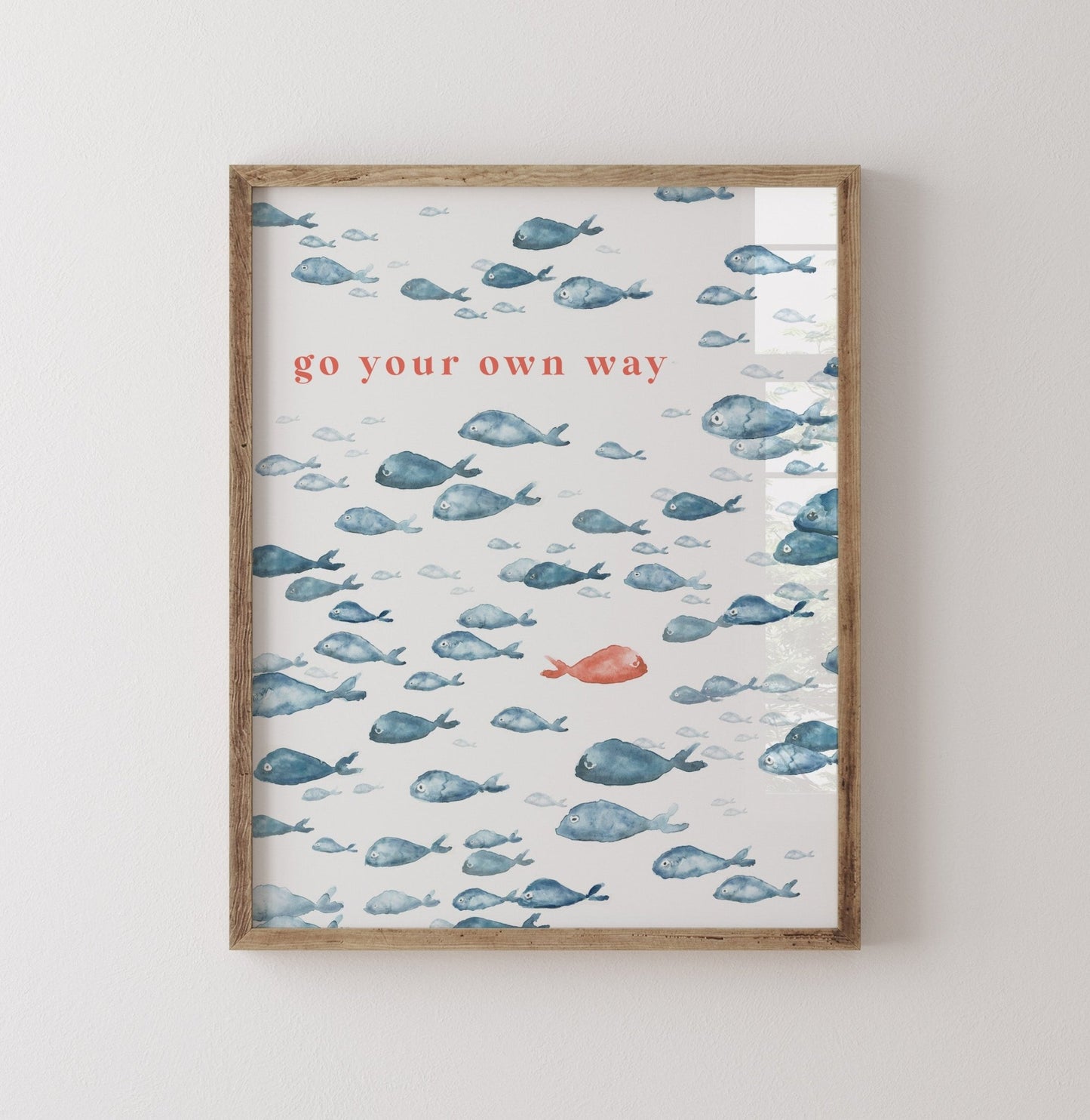 Go Your Own Way Navy Fish Watercolor Print - Art Prints - Moon Rock Prints