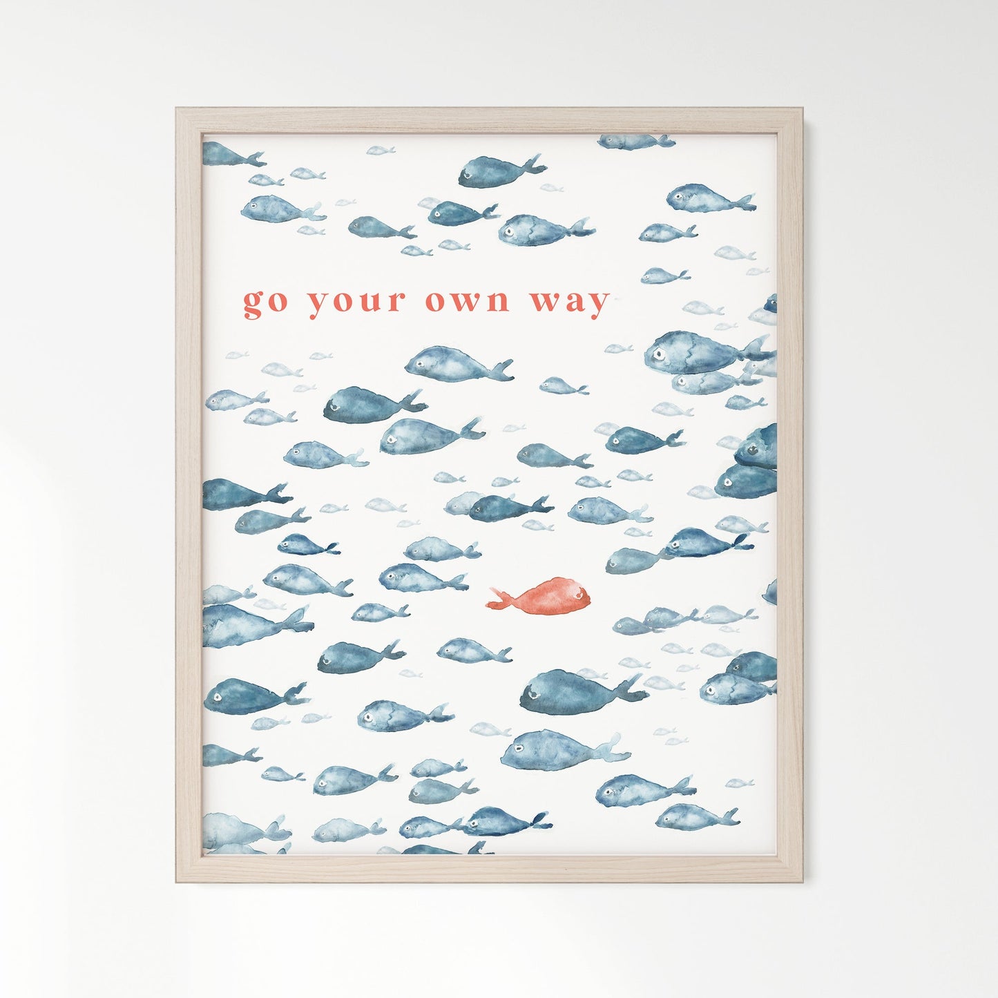 Go Your Own Way Navy Fish Watercolor Print - Art Prints - Moon Rock Prints