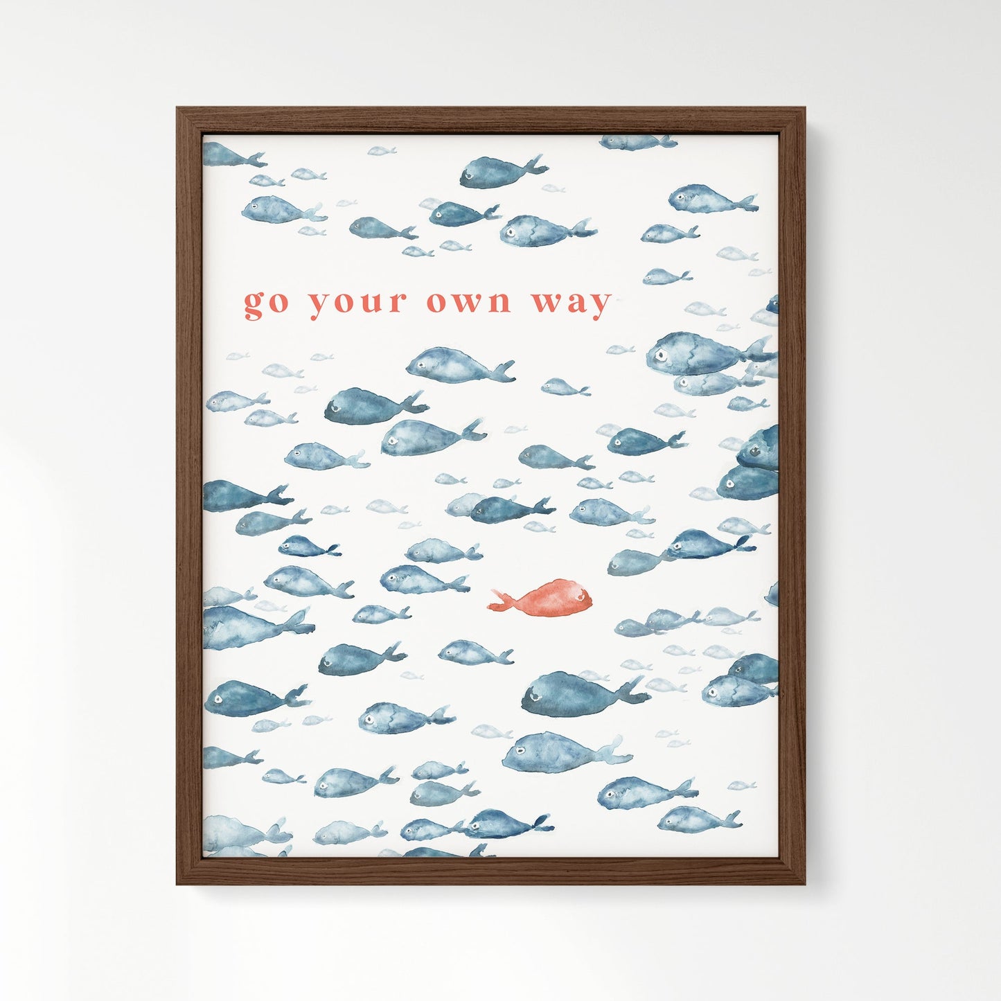 Go Your Own Way Navy Fish Watercolor Print - Art Prints - Moon Rock Prints