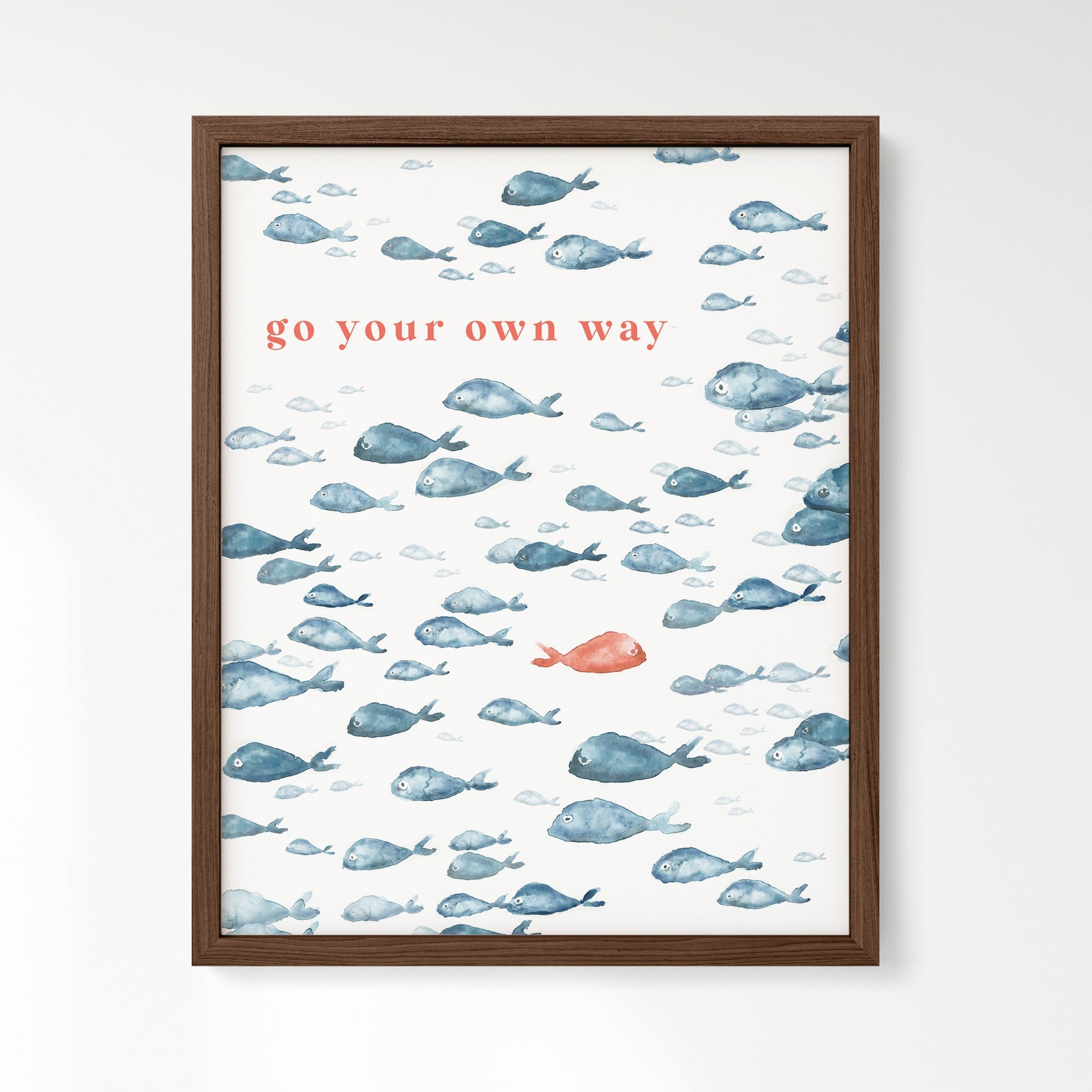 Go Your Own Way Navy Fish Watercolor Print - Art Prints - Moon Rock Prints