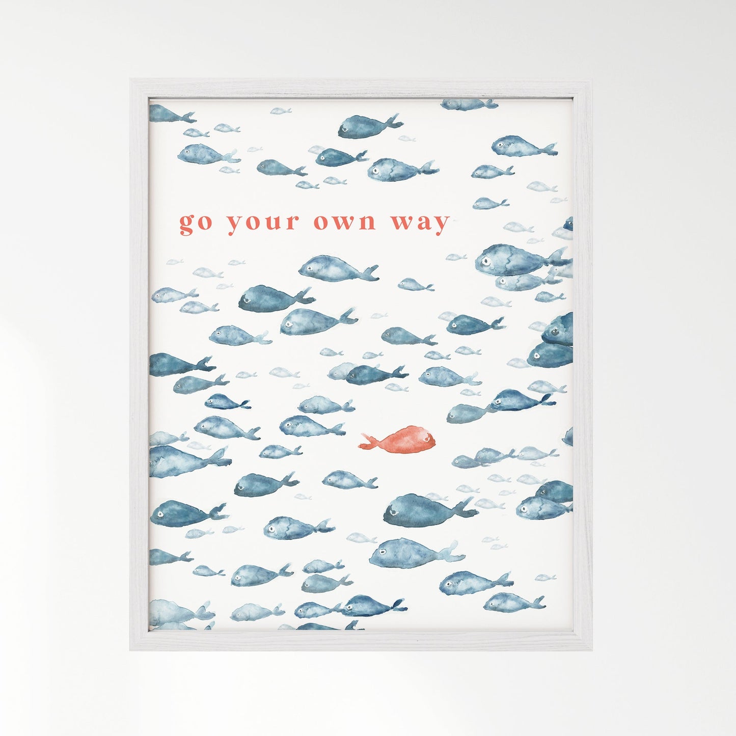 Go Your Own Way Navy Fish Watercolor Print - Art Prints - Moon Rock Prints
