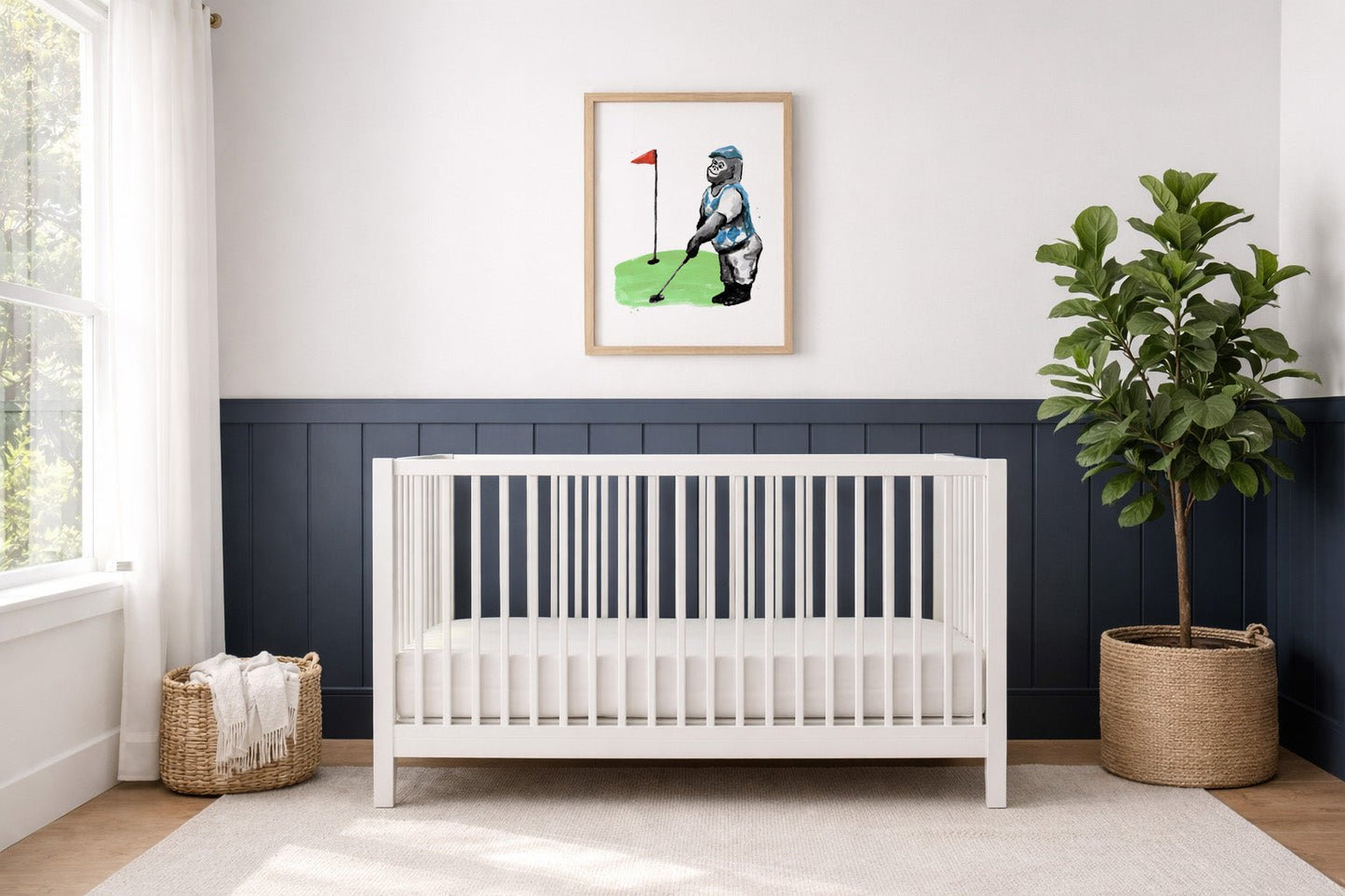 Golfing Gorilla Watercolor Art Print - Art Prints - Moon Rock Prints