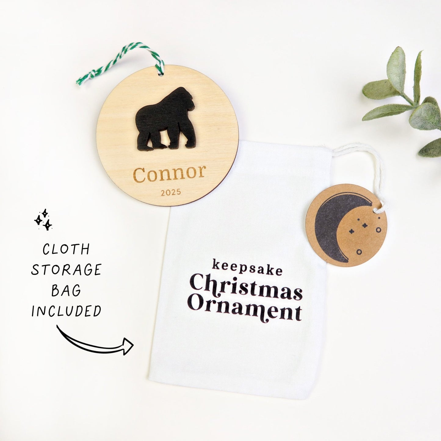 Gorilla Personalized Ornament - Holiday Ornaments - Moon Rock Prints
