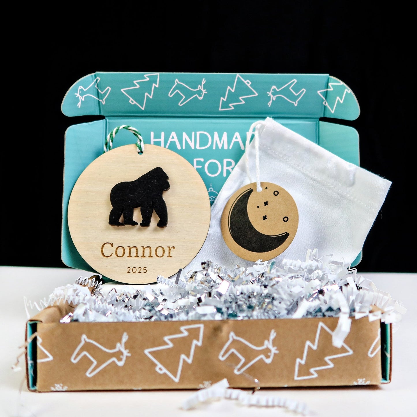 Gorilla Personalized Ornament - Holiday Ornaments - Moon Rock Prints