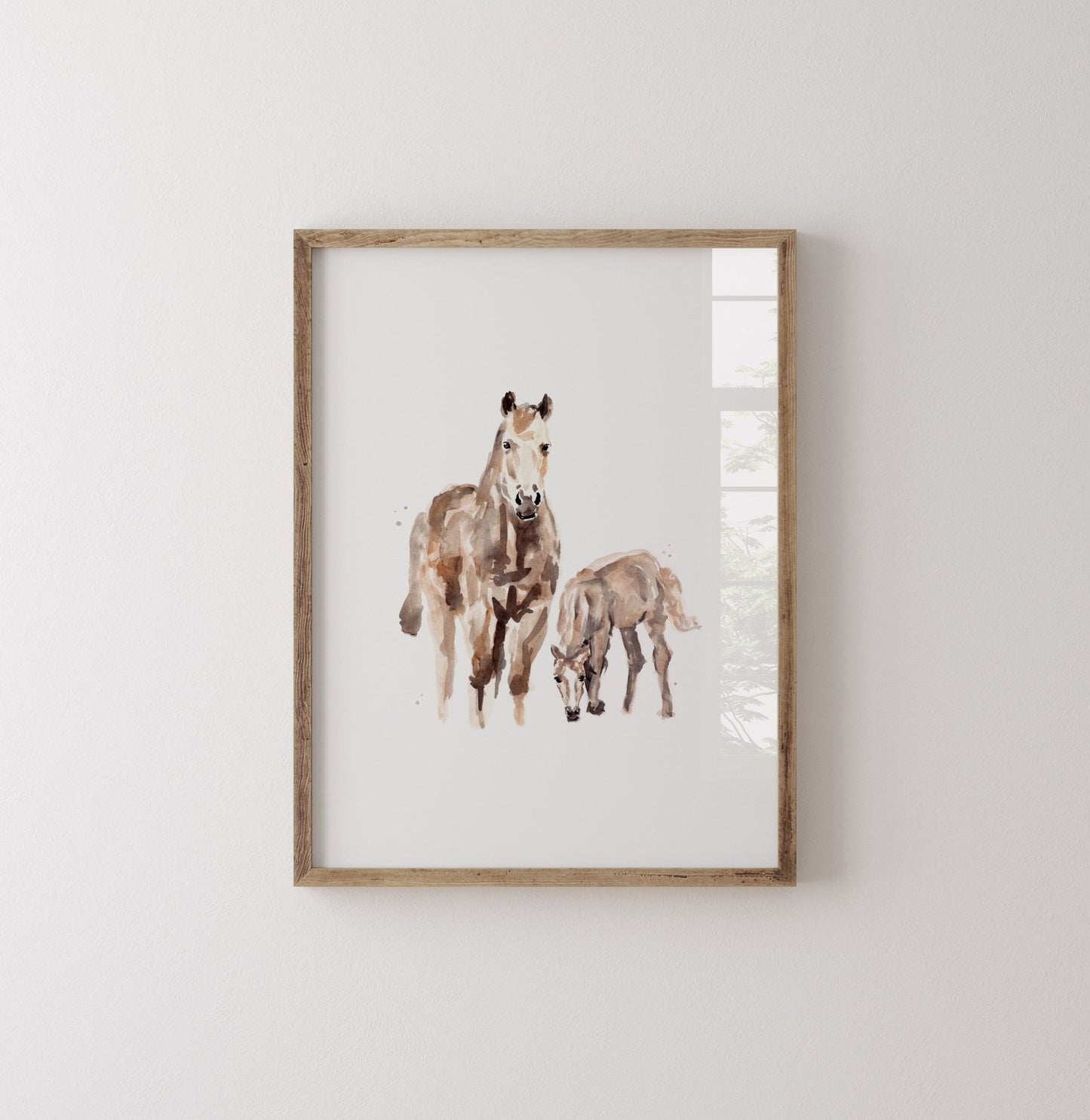 Horse and Baby Horse Farm Animal Watercolor Art Print - Art Prints - Moon Rock Prints