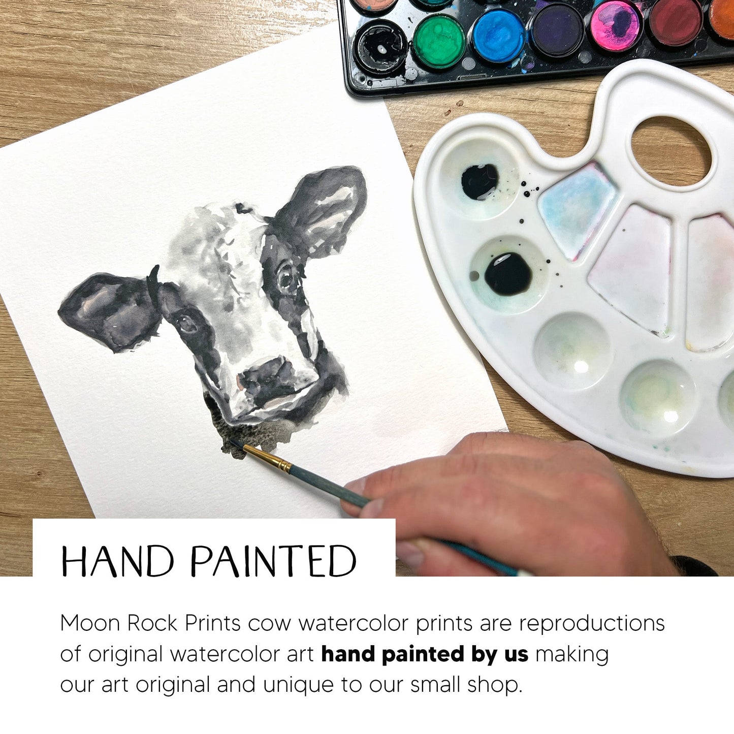 Horse and Cow Farm Animal Watercolor Art Print Set of 2 - Art Prints - Moon Rock Prints