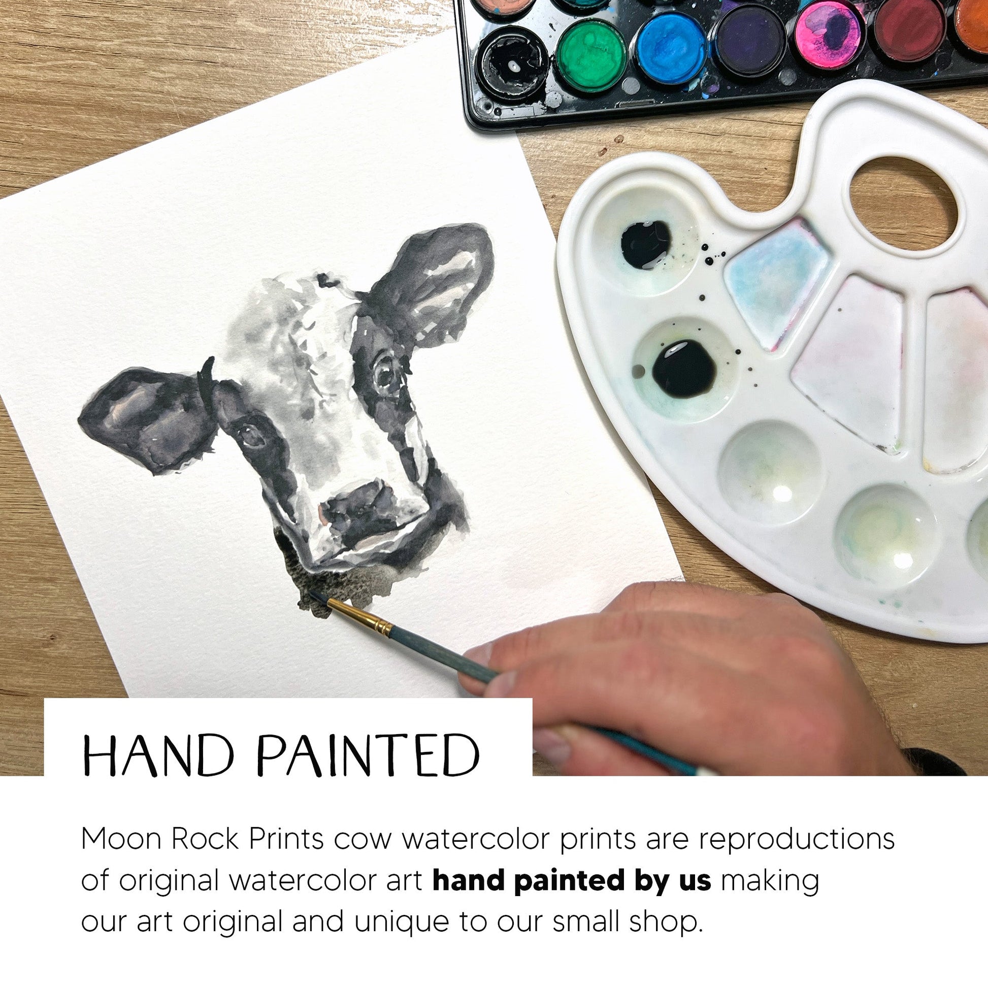 Horse and Cow Farm Animal Watercolor Art Print Set of 2 - Art Prints - Moon Rock Prints