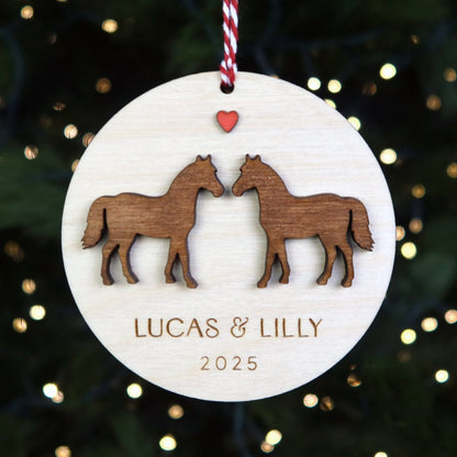 Horse Couple Personalized Ornament - Holiday Ornaments - Moon Rock Prints