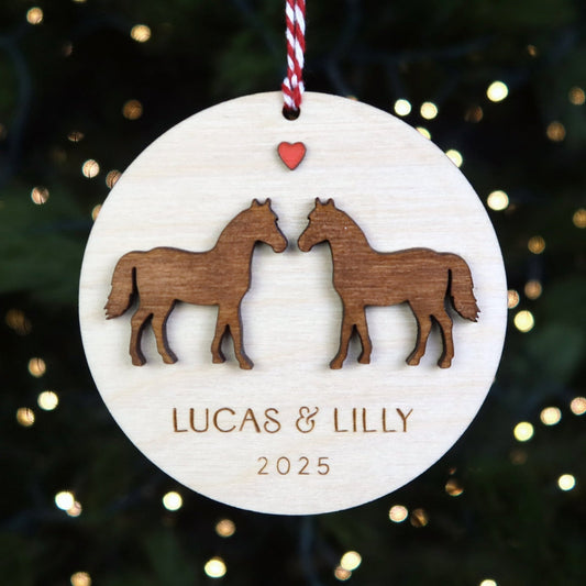 Horse Couple Personalized Ornament - Holiday Ornaments - Moon Rock Prints
