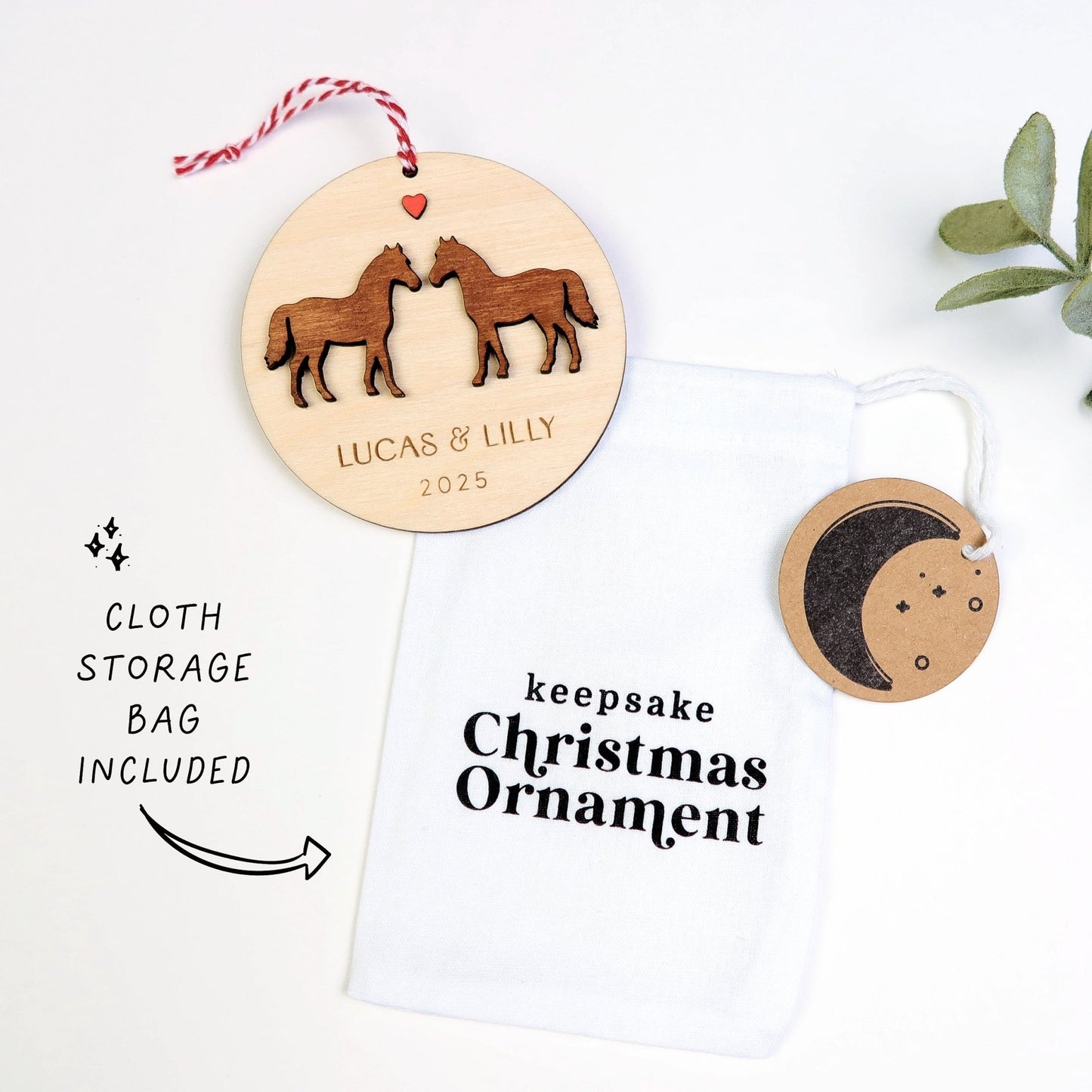 Horse Couple Personalized Ornament - Holiday Ornaments - Moon Rock Prints