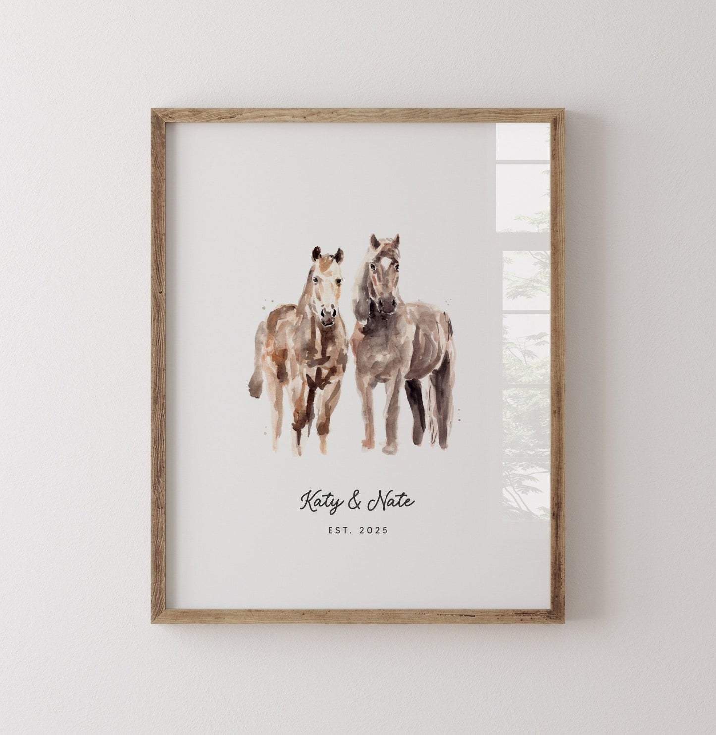 Horse Couple Personalized Watercolor Art Print - Art Prints - Moon Rock Prints