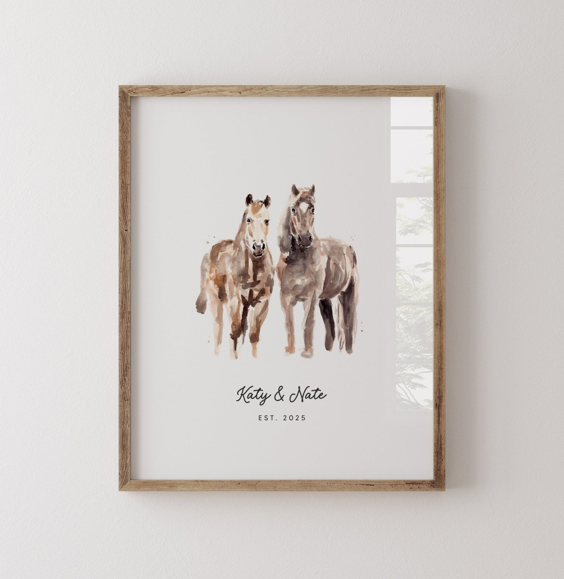 Horse Couple Personalized Watercolor Art Print - Art Prints - Moon Rock Prints