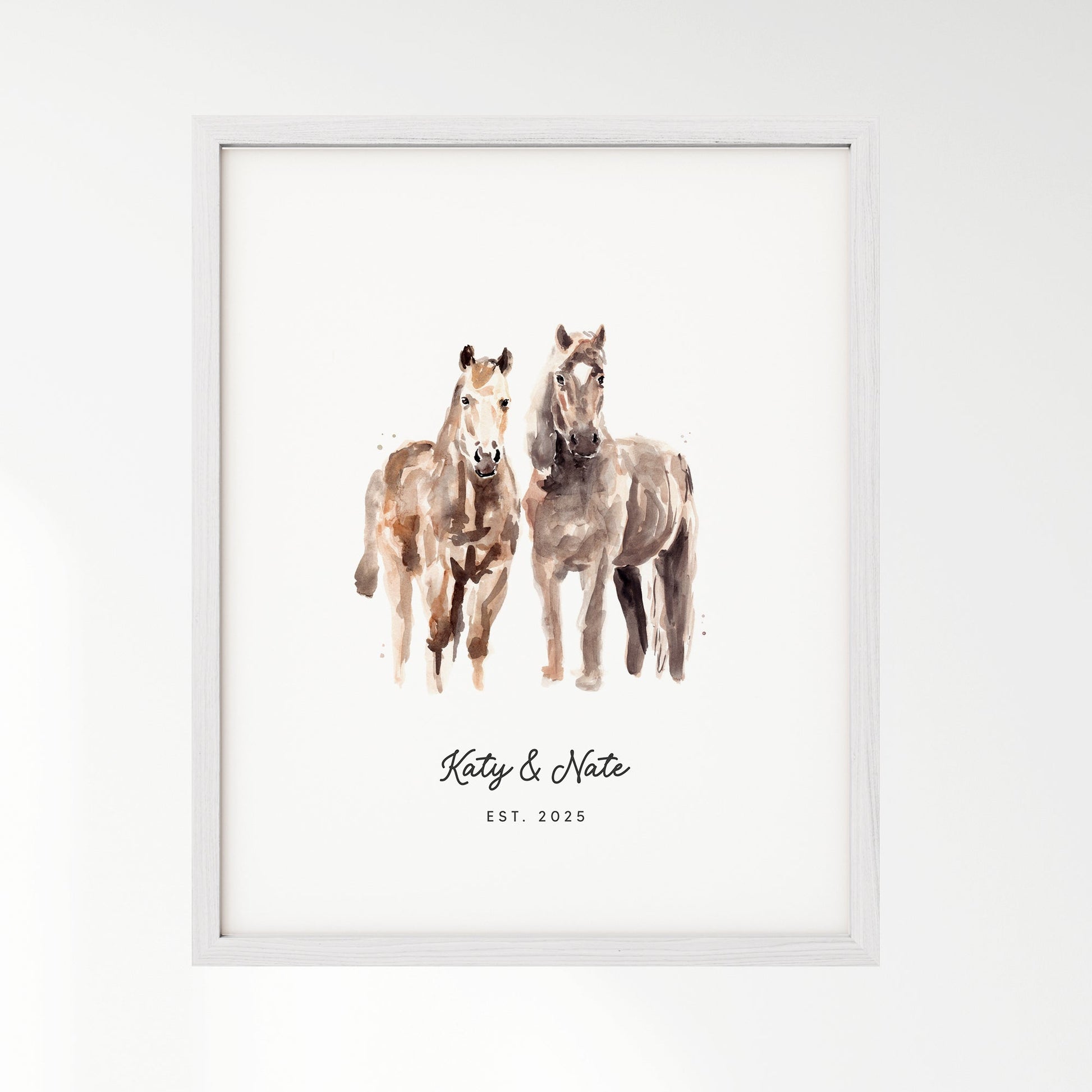 Horse Couple Personalized Watercolor Art Print - Art Prints - Moon Rock Prints