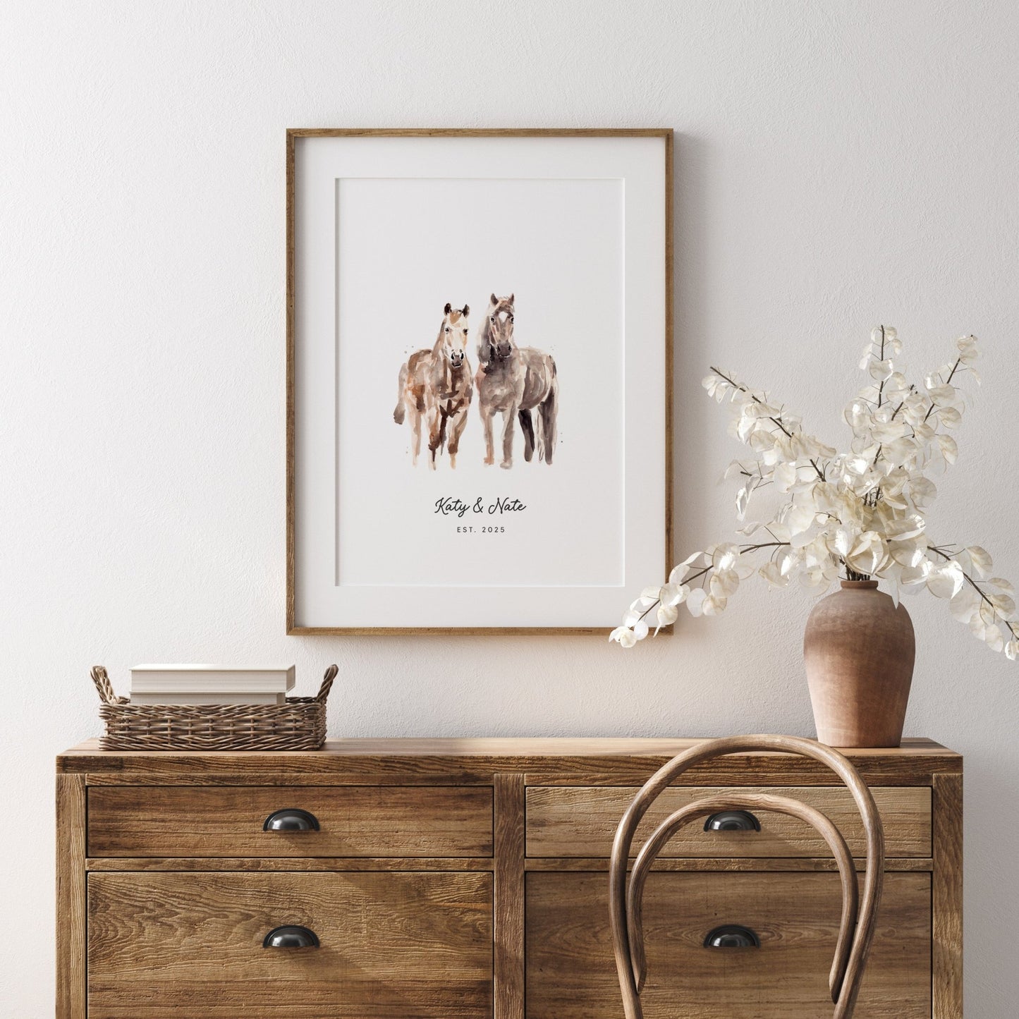 Horse Couple Personalized Watercolor Art Print - Art Prints - Moon Rock Prints