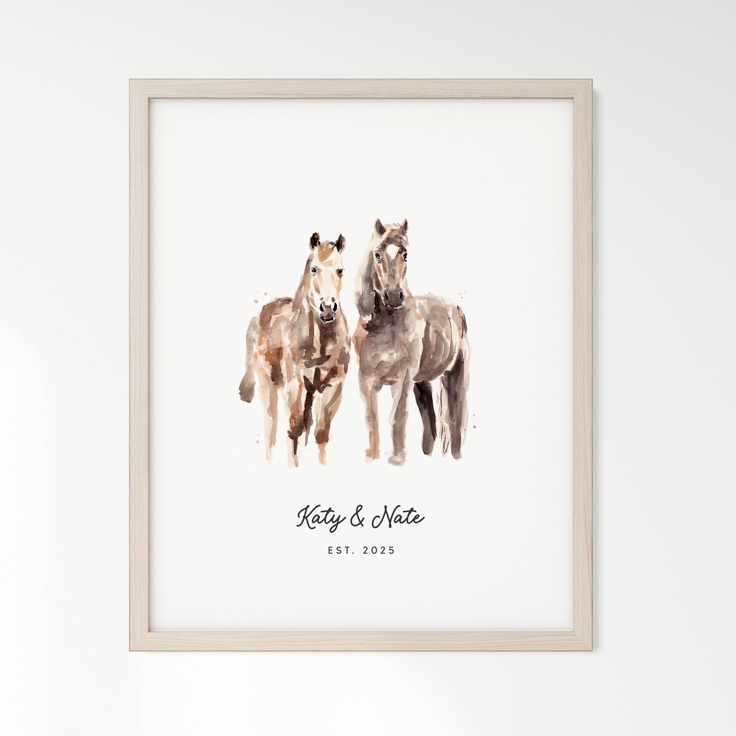 Horse Couple Personalized Watercolor Art Print - Art Prints - Moon Rock Prints