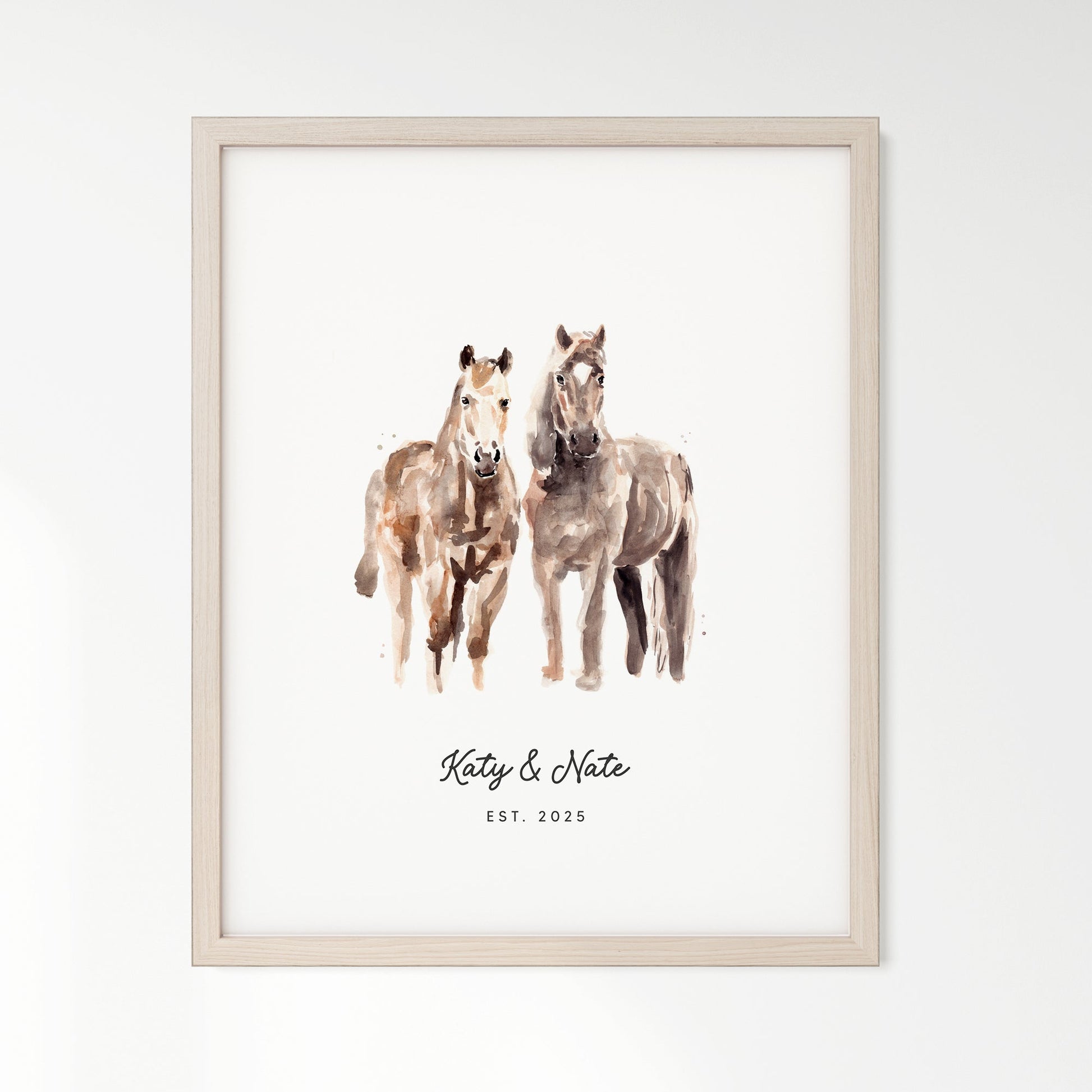 Horse Couple Personalized Watercolor Art Print - Art Prints - Moon Rock Prints