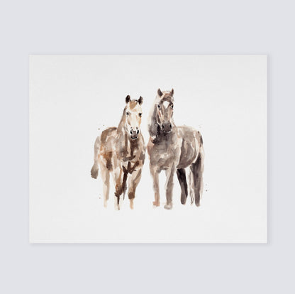 Horse Couple Watercolor Art Print - Art Prints - Moon Rock Prints