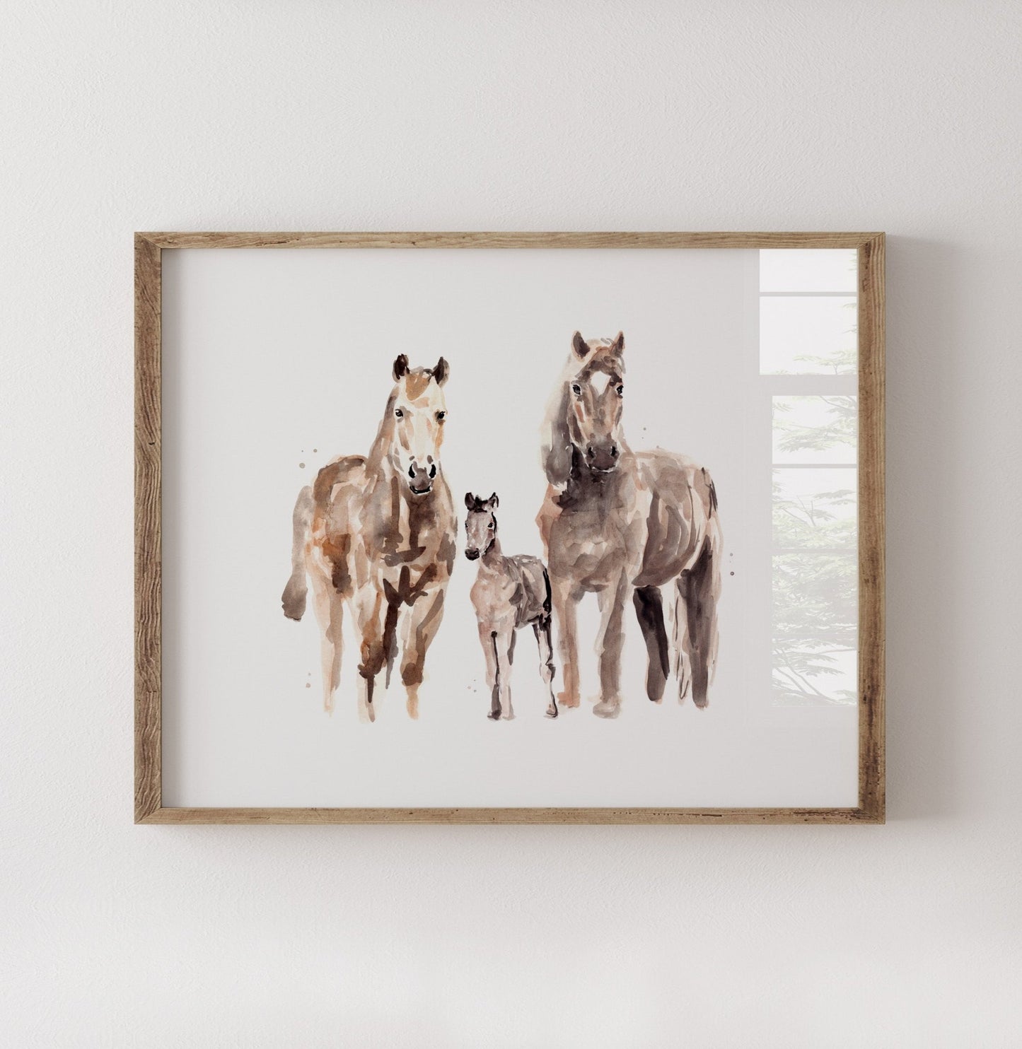 Horse Family of 3 Farm Animal Watercolor Art Print - Art Prints - Moon Rock Prints