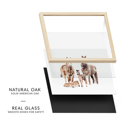 Horse Family of 4 Farm Animal Watercolor Art Print - Art Prints - Moon Rock Prints