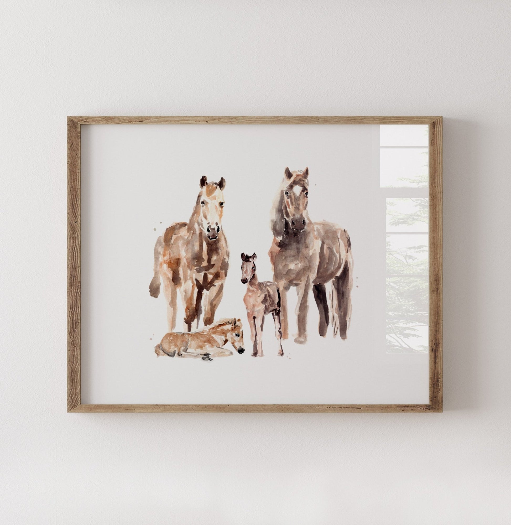 Horse Family of 4 Watercolor Art Print - Art Prints - Moon Rock Prints